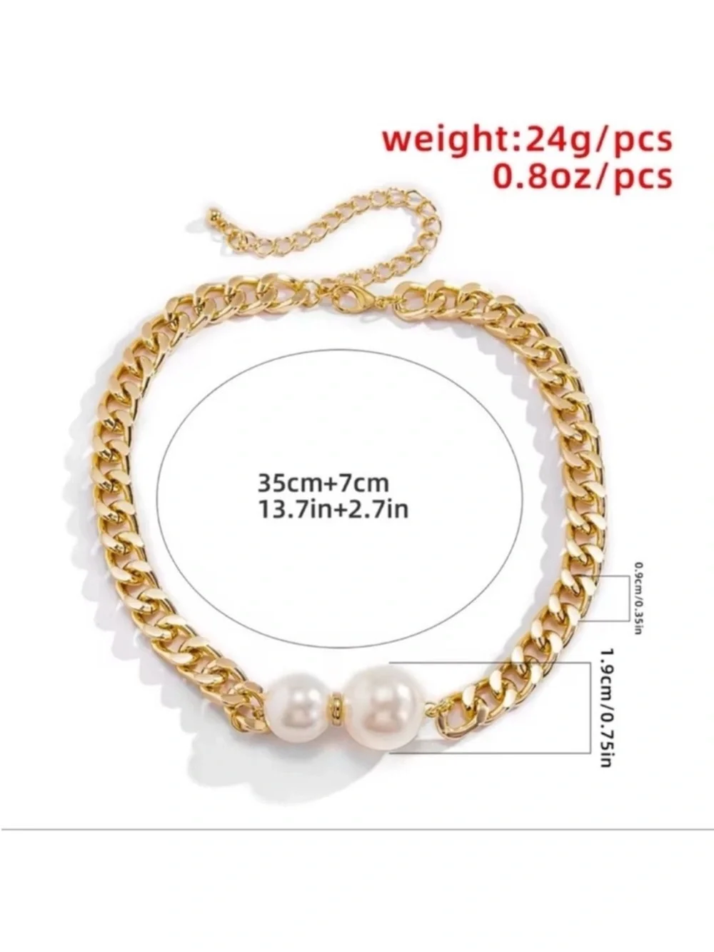 NEW! Gold Pearl Accent Chain Choker Necklace. 🤍 Choker Necklace - Picture 5 of 7